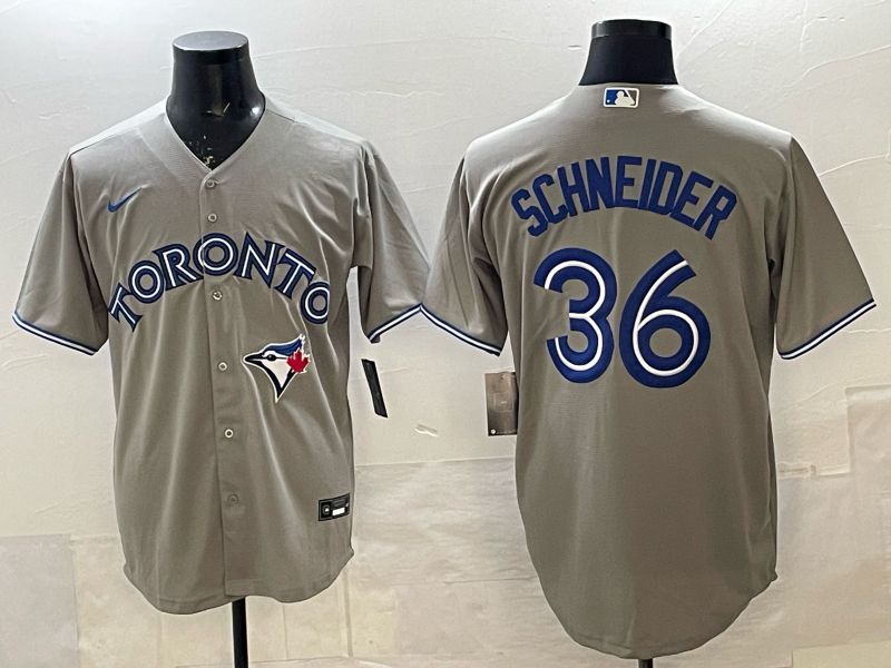 Men 2025 Nike Toronto Blue Jays #36 Schneider Grey Game MLB Jersey 01->toronto blue jays->MLB Jersey